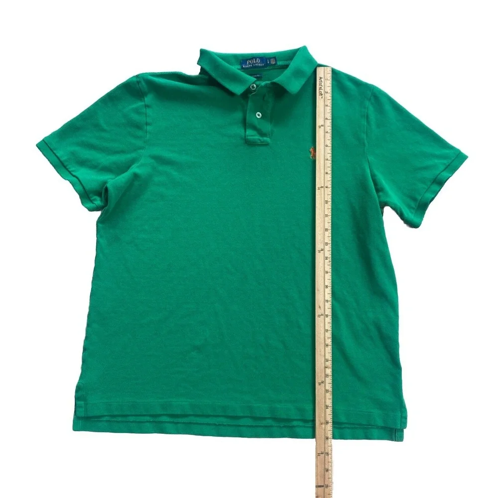 POLO RALPH LAUREN Classic Fit Polo Shirt Green Orange Polo Size Large